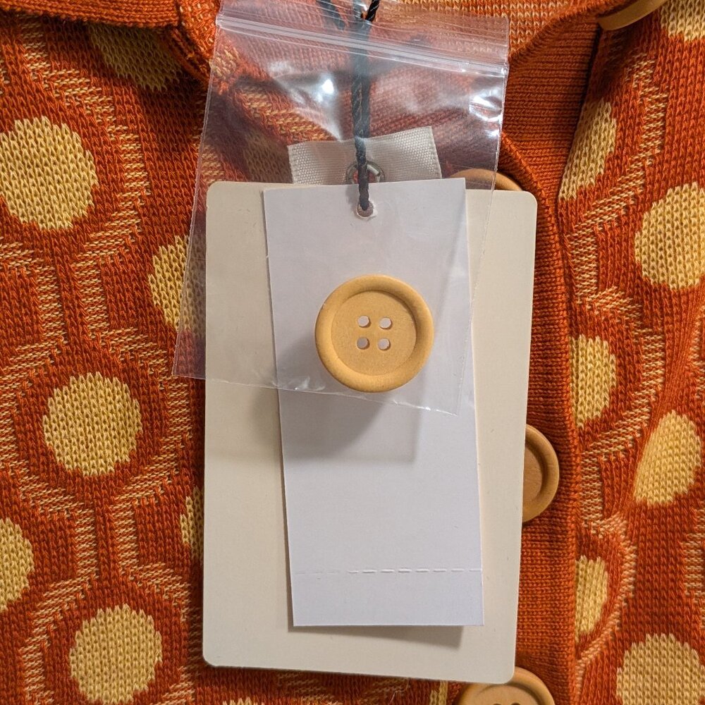 Orange and Maize Industry Knit Top with Button Detail and Collar - Picture 4 of 7